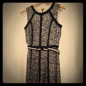 Navy Printed Swing Dress